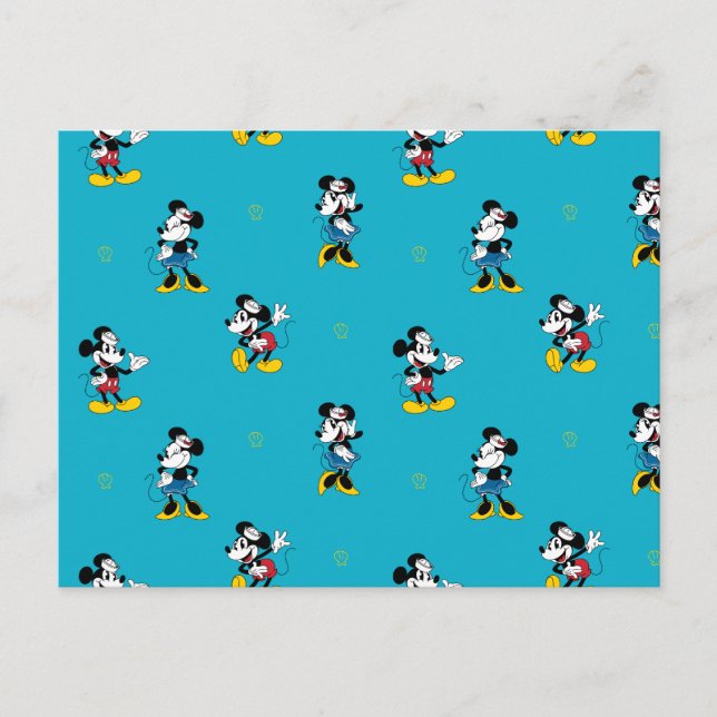 Vintage Nautical Mickey & Minnie Mouse Pattern Postcard (Front)