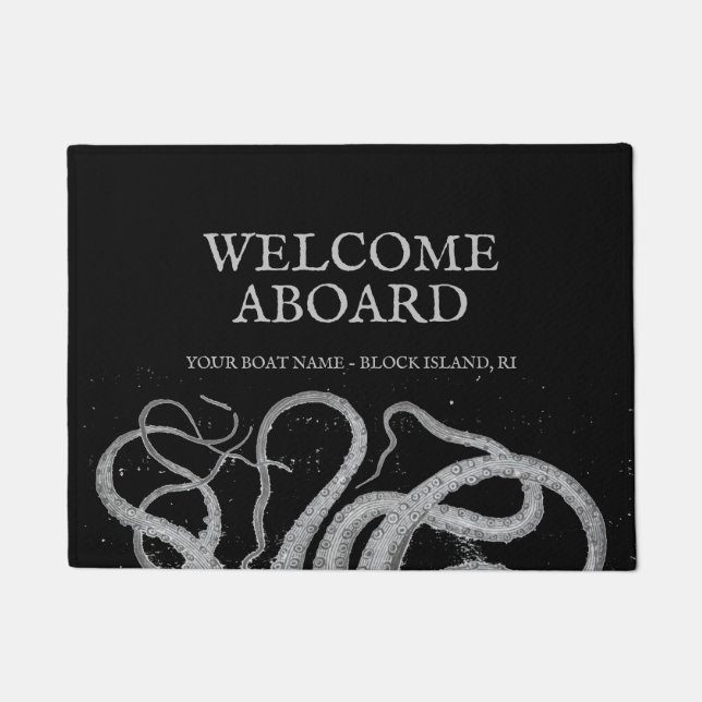 Vintage Nautical octopus Welcome Aboard Boat Doormat (Front)
