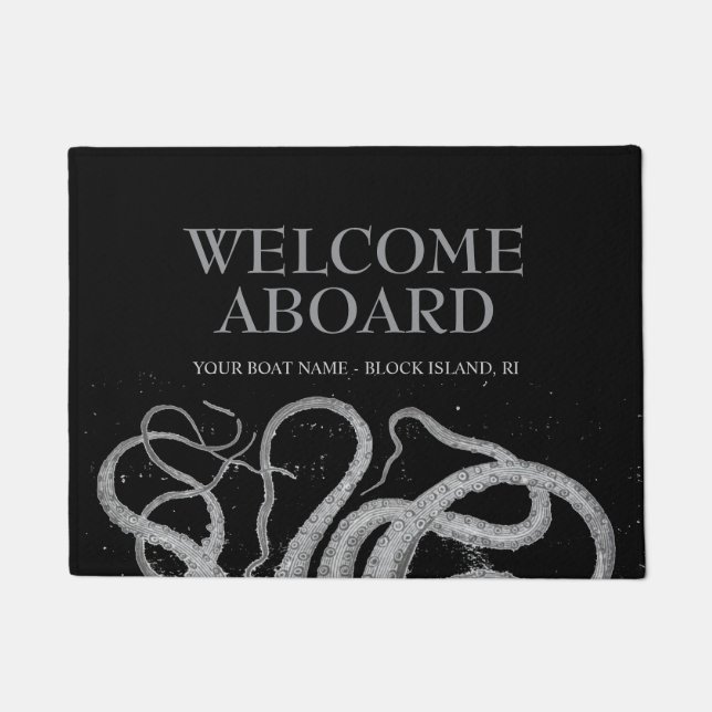 Vintage Nautical octopus Welcome Aboard Boat Doormat (Front)