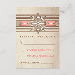 vintage nautical old wedding RSVP cards