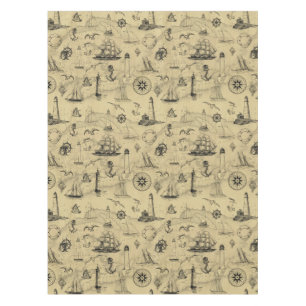 Vintage Nautical Pattern Old Map Background Tablecloth