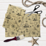 Vintage Nautical Pattern Old Map Decoupage Tissue Paper<br><div class="desc">This vintage nautical pattern consists of a variety of nautical elements scanned from old books: lighthouses,  ships,  boats,  anchors,  seagulls,  ship’s wheel,  sextants,  and even a seashell. The background is from an old map.</div>