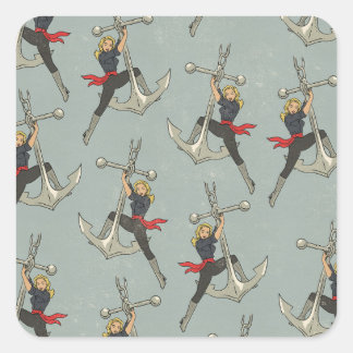 Vintage Nautical pattern Square Sticker