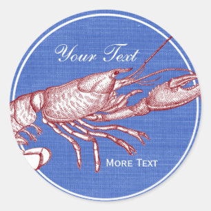 Vintage Nautical Red Lobster Custom Beach House Classic Round Sticker