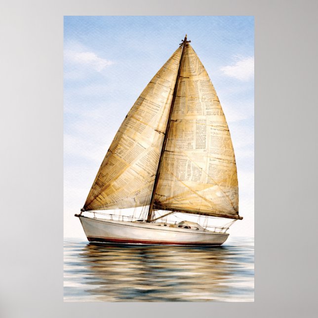 Vintage Nautical Sailboat Poster (Front)