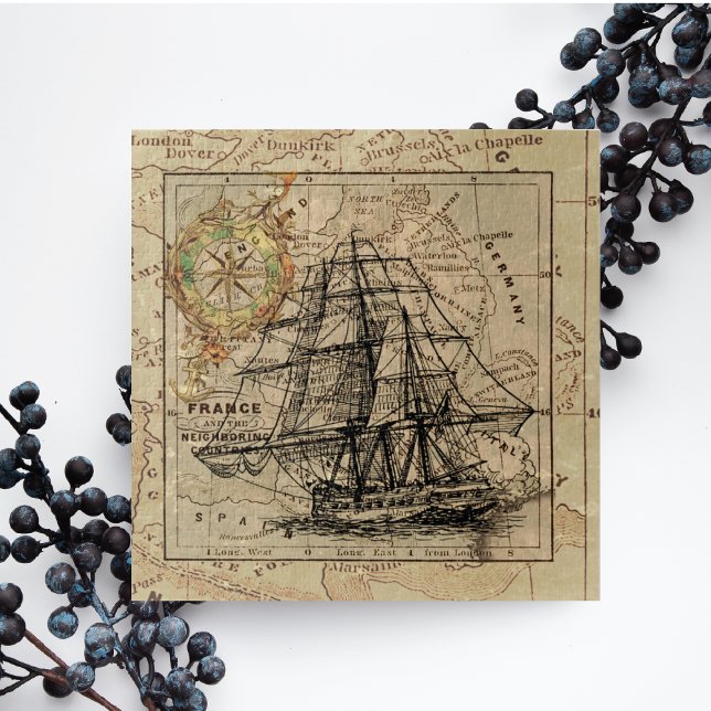 Vintage Nautical Sailing Ship Navigation Map Jigsaw Puzzle (Creator Uploaded)