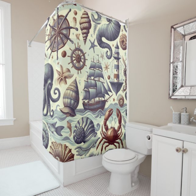 Vintage Nautical Sealife Illustration (In Situ)