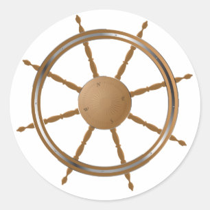 Vintage Nautical Ship Wheel Compass Design Classic Round Sticker