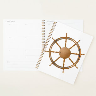 Vintage Nautical Ship Wheel Compass Design Planner