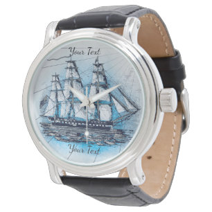 Vintage Nautical Ships Chart  Watch