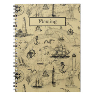 Vintage Nautical Ships Name Travel Writing Journal