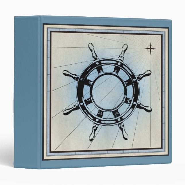 Vintage Nautical Ship's Wheel for Navigation Binder (Front/Spine)