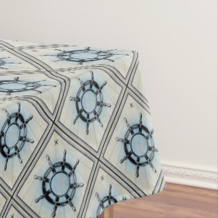 Vintage Nautical Ship's Wheel for Navigation Tablecloth