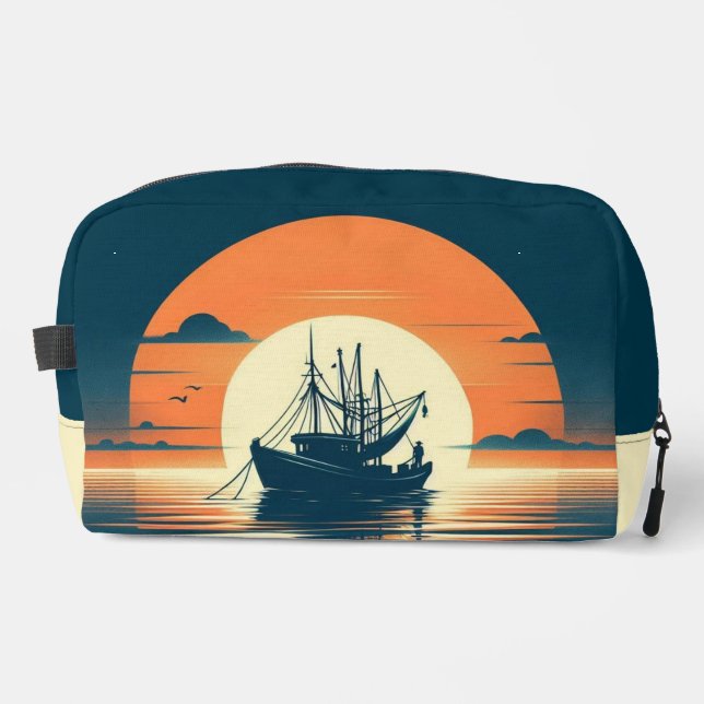 Vintage/Nautical shrimp/fishing  Dopp Kit (Front)
