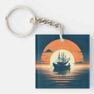 Vintage/Nautical shrimp/fishing  Keychain