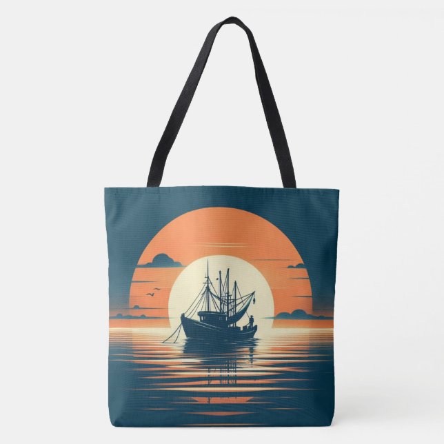 Vintage/Nautical shrimp/fishing  Tote Bag (Front)