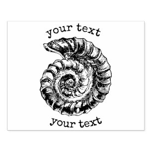 Vintage Nautical Spiral Sea Shell with Custom Text Rubber Stamp
