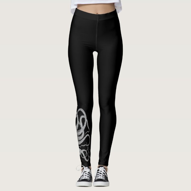 Vintage nautical steampunk octopus print leggings (Front)