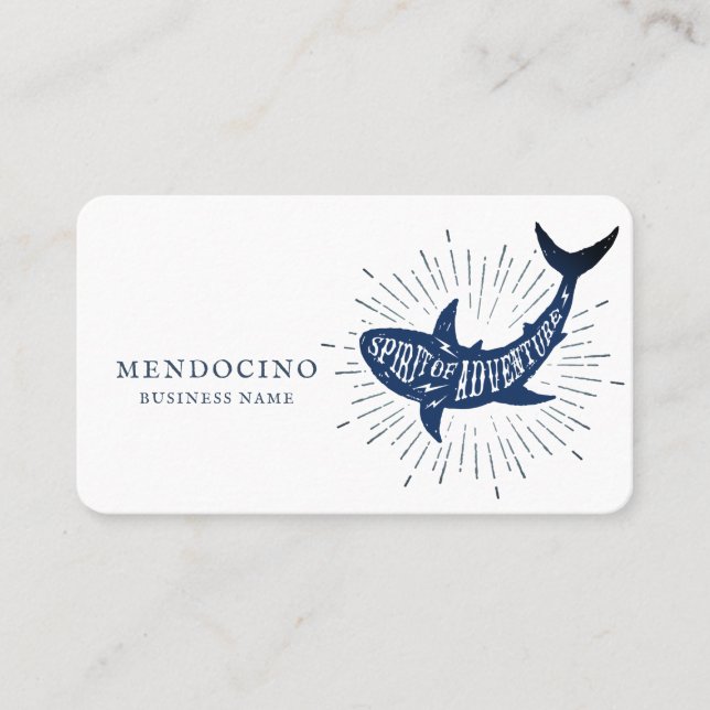 Vintage Nautical Style Blue Business Card (Front)