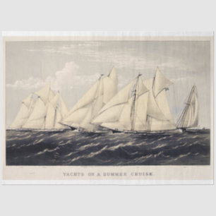 Vintage Nautical Summer Yachts Ephemera Decoupage Tissue Paper