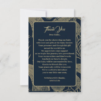 Vintage Nautical Whale Blue Baby Shower Thank You Card