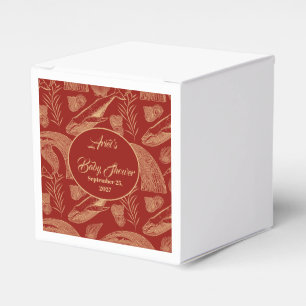 Vintage Nautical Whale Red Baby Shower Favor Box