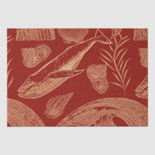 Vintage Nautical Whale Red Tissue Paper