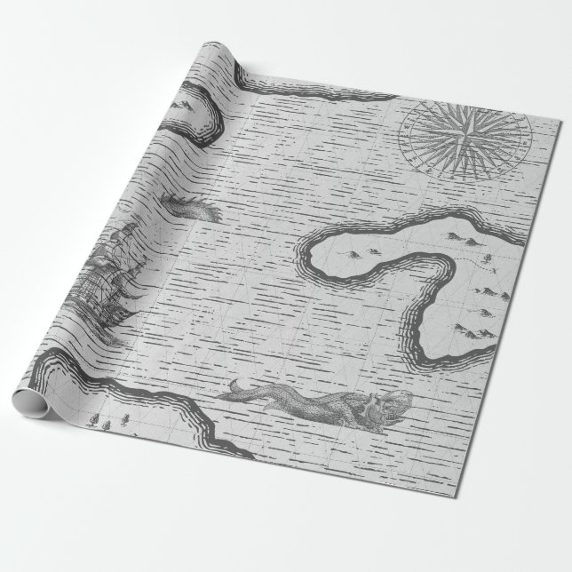Vintage Nautical Wrapping Paper (Unrolled)