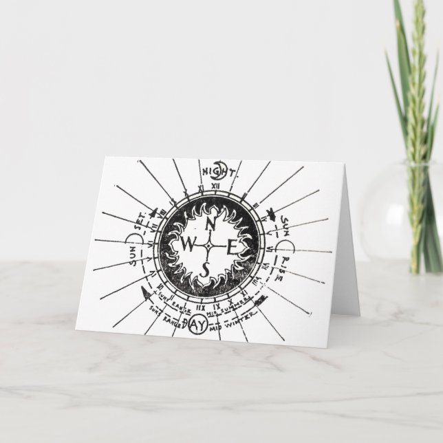 Vintage Navigation Compass Holiday Card (Front)