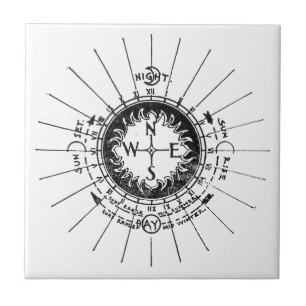 Vintage Navigation Compass Tile
