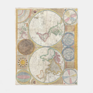 Vintage Navigation World Map Print Fleece Blanket