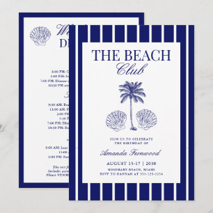 Vintage Navy Beach Club Birthday Weekend Invitation