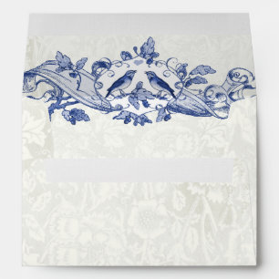 Vintage Navy Birds Wedding Pattern inside Envelope