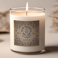 Vintage Navy Blue Apothecary Candle Label