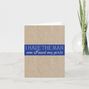 Vintage Navy Blue Burlap Bridesmaid Request Card