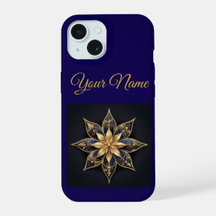 Vintage Navy Blue & Gold Christmas iPhone 15 Slim  Case