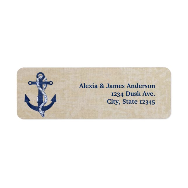 Vintage Navy Blue Nautical Anchor Address labels (Front)