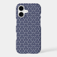 Vintage Navy Blue White Japan Bishamon Pattern