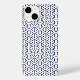 Vintage Navy Blue White Japan Bishamon Pattern Case-Mate iPhone 14 Case