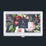 VINTAGE NAVY BLUSH PINK BURGUNDY PROTEA FLORAL BUSINESS CARD HOLDER<br><div class="desc">If you need any further customisation please feel free to message me on yellowfebstudio@gmail.com</div>