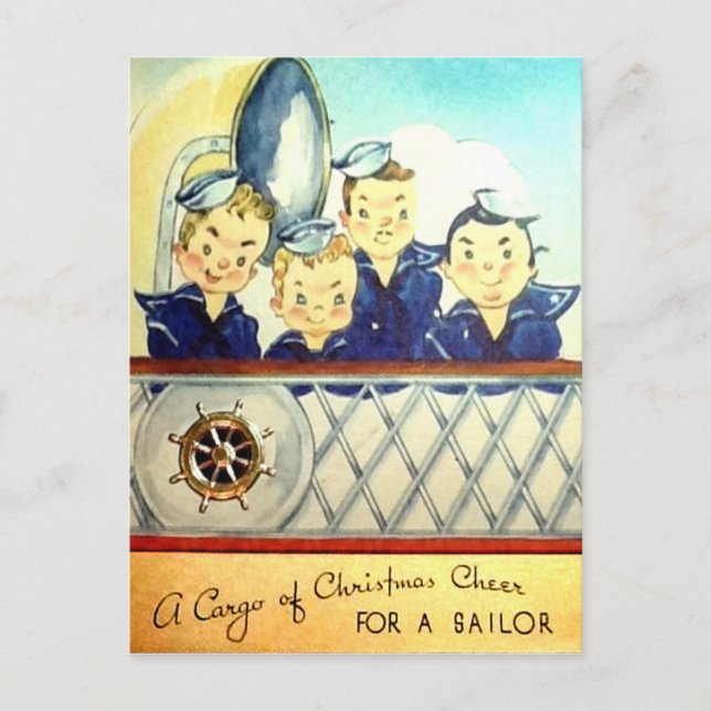 Vintage Navy Military Christmas Postcard (Front)
