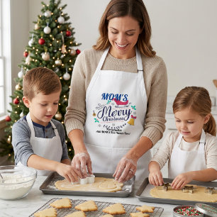 Vintage Navy/Red Mom's Christmas Personalize Standard Apron
