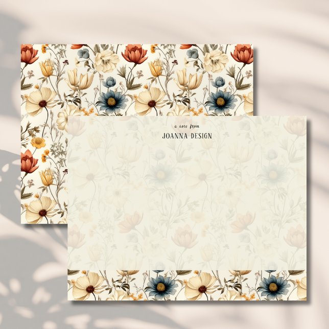 Vintage Navy Terracotta Wildflower Note Card (Creator Uploaded)