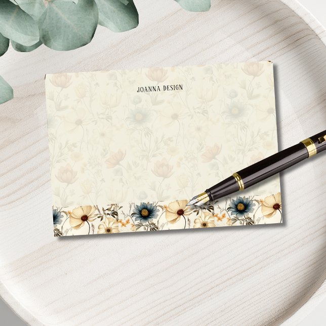Vintage Navy Terracotta Wildflower Personalized Post-it Notes (Creator Uploaded)