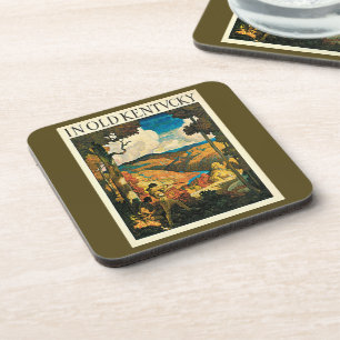 Vintage NC Wyeth Travel Poster, In Old Kentucky Coaster