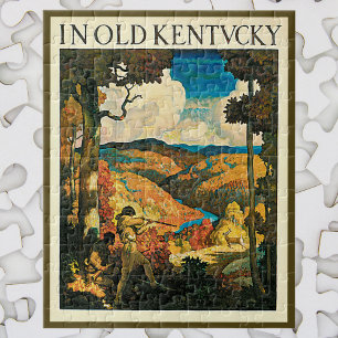 Vintage NC Wyeth Travel Poster, In Old Kentucky Jigsaw Puzzle