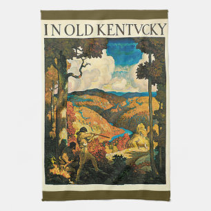 Vintage NC Wyeth Travel Poster, In Old Kentucky Kitchen Towel