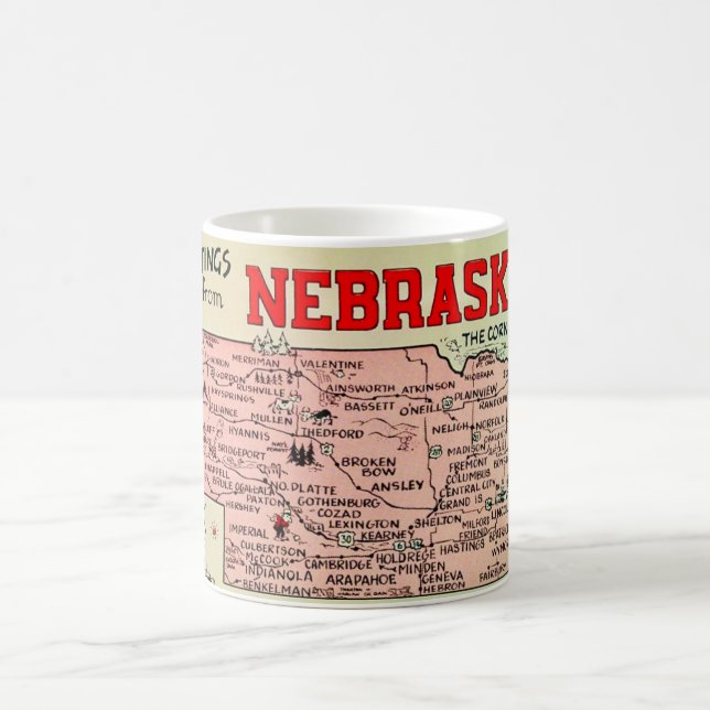 Vintage Nebraska Map coffee Mug (Center)
