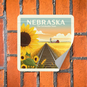 Vintage Nebraska Square Sticker