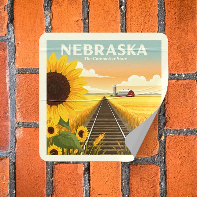 Vintage Nebraska Square Sticker (Creator Uploaded)